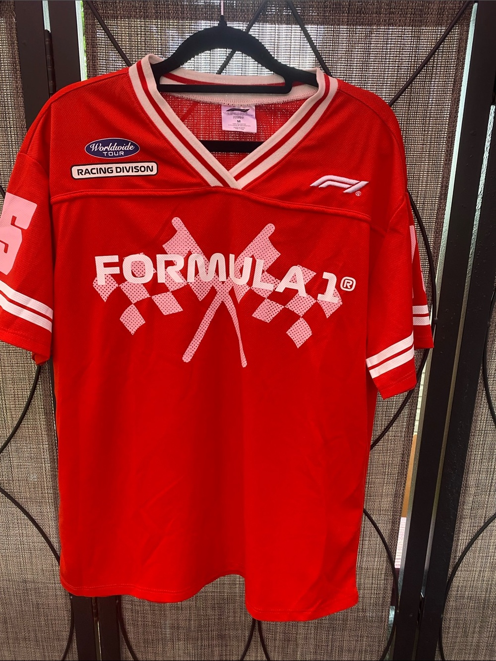 Hybrid Apparel Red V-Neck Sports Jersey with White Trim